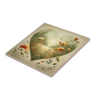 Carreau Prairie de Fleurs Sauvages en Forme de Cœur Botani