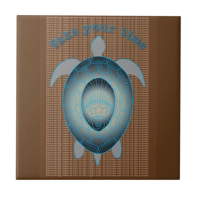 Carreau Prenez votre temps Turtle motivation citation (Devant)