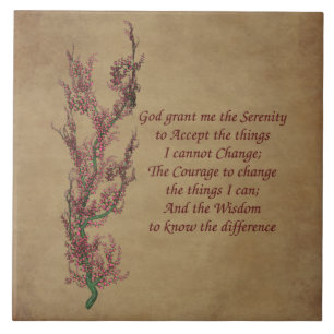 Carreau Prière de sérénité Citation florale inspirante