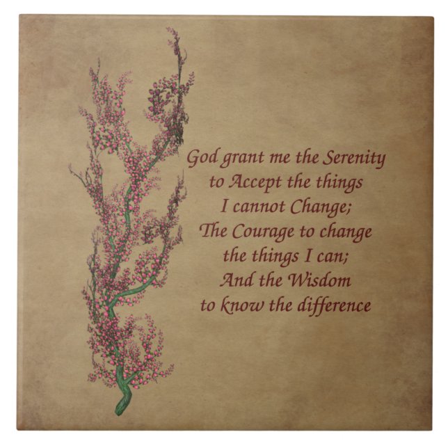 Carreau Prière de sérénité Citation florale inspirante (Devant)