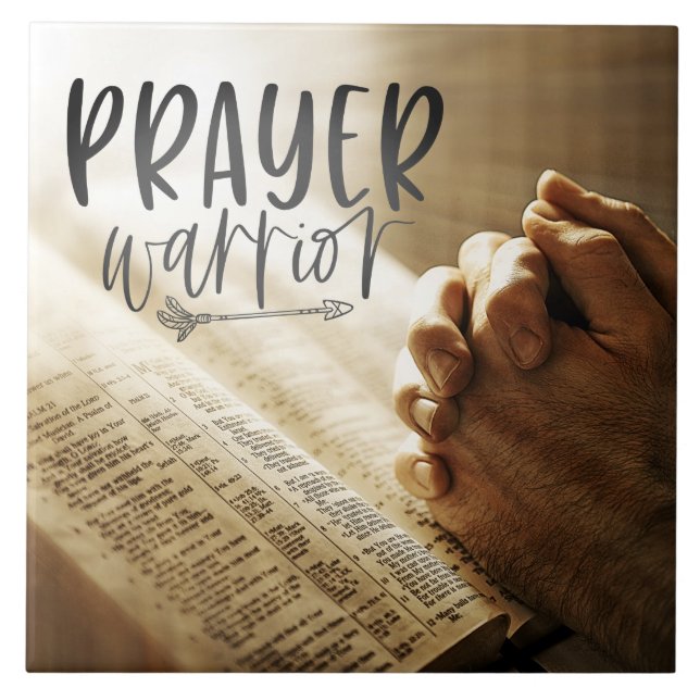 Carreau PRIÈRE GUERRIER Prête Mains sur la Bible ouverte (Devant)