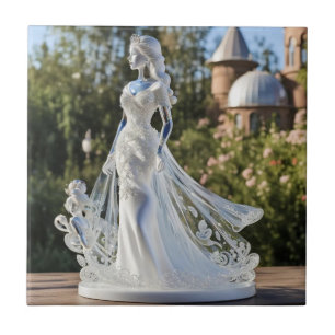 Carreau princesse en verre cristal avec robe blanche