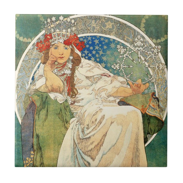 Carreau Princesse Hyacinth Tile d'Alphonse Mucha (Devant)