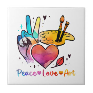 Carreau Professeur D'Art Peace Love Art Pour Artistes Et P