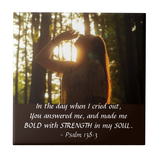 Carreau Psaume 138:3 TU m'as répondu et tu m'as fait BOLD (Devant)
