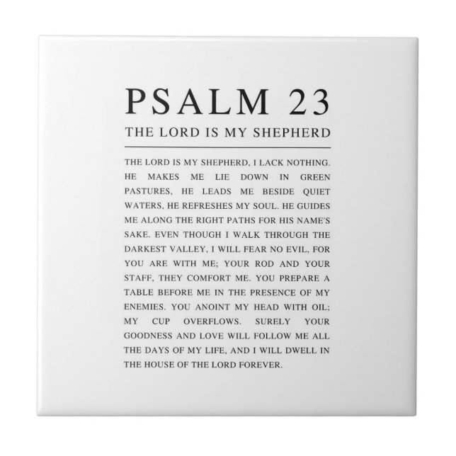 Carreau Psaume 23 Bible NKJV Le Seigneur est mon berger (Devant)