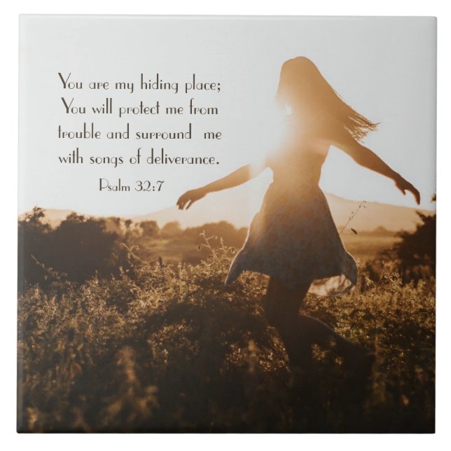 Carreau Psaume 32:7 Tu es ma cachette Bible Verse (Devant)