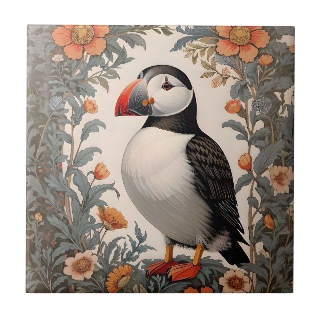 Carreau Puffin Atlantique William Morris Inspiré Floral (Devant)