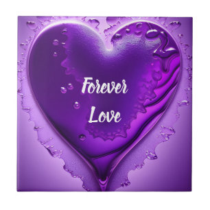 Carreau Purple Ceramic Love Forever Tile