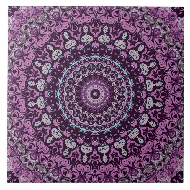 Carreau Purple et Lavender Mandala Motif Design (Devant)
