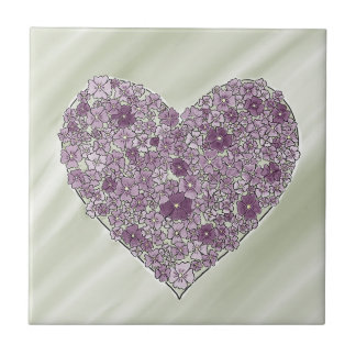 Carreau Purple flowered heart tile