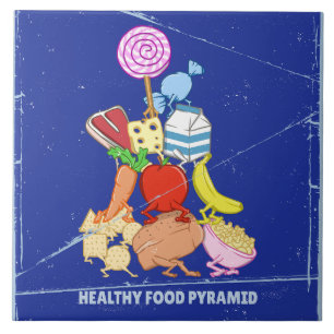 Carreau Pyramide alimentaire saine dessin humoristique
