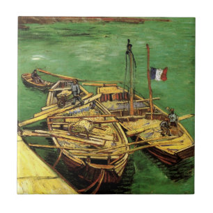Carreau Quai de Van Gogh avec des hommes déchargeant des p