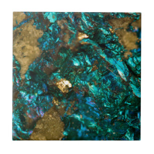 Carreau Quartz turquoise marée de noir et d'or