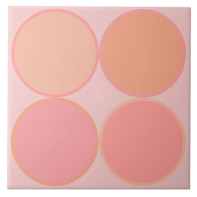 Carreau Quatre cercles en rose millénaire et pêche (Devant)