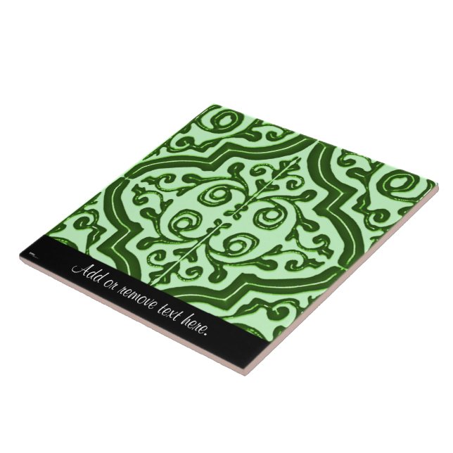 Carreau Quatrefoil à motif vintage (vert) (Côté)