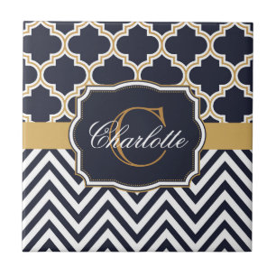 Carreau Quatrefoil Chevron Monogram