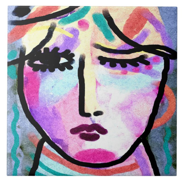 Carreau Quel jour de peinture numérique Abstraite (Devant)