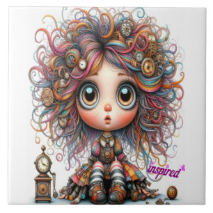 Carreau Quirky Steampunk Girl Inspiré Carrelage céramique