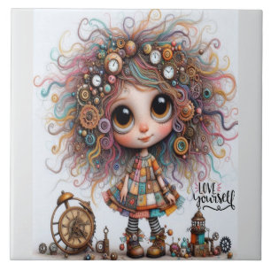 Carreau Quirky Steampunk Girl Love Carrelage céramique