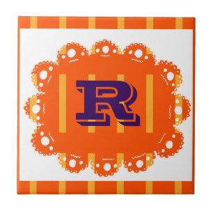 Carreau R pour Retro orange personnalisable