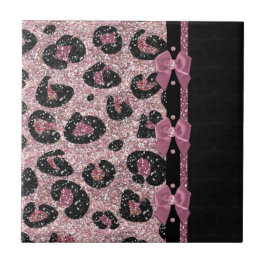 Carreau RAB Rockabilly Pink Leopard Ribbon Bows