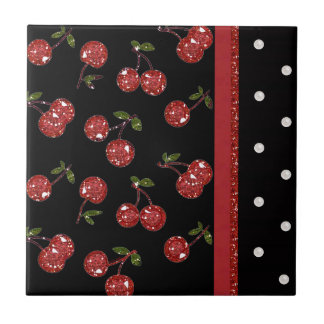 Carreau RAB Rockabilly très cerise cerises Noir