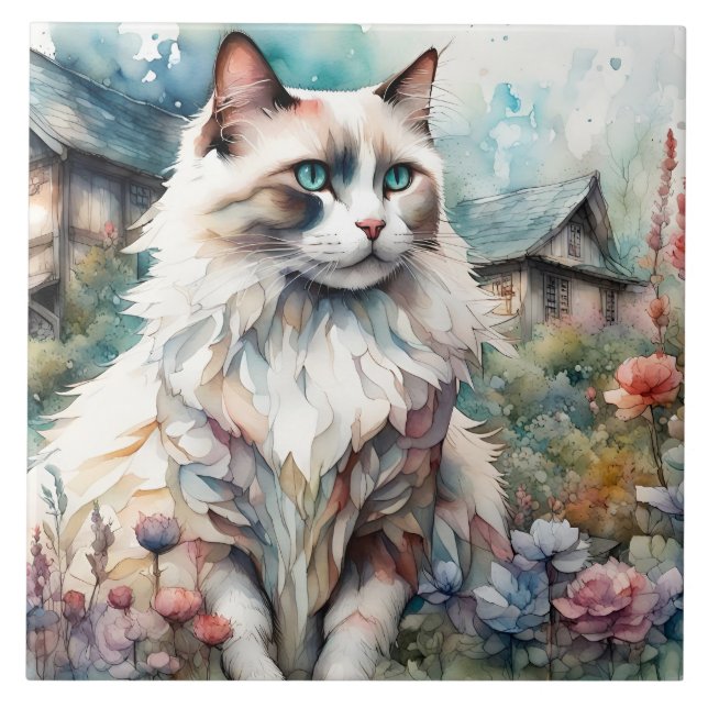 Carreau Ragdoll Chat en anglais Garden (Devant)