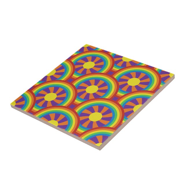 Carreau Rainbows style années 70 et Motif graphique Sun (Côté)