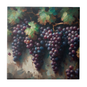 Carreau Raisins violets sur la peinture à l'huile de vigne