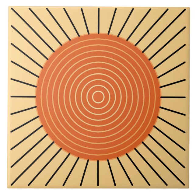 Carreau Rayon de soleil géométrique moderne - mandarine (Devant)