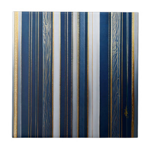 Carreau Rayures Bleues Blanches Or pour le Blues de Noël