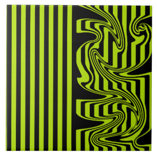 Carreau Rayures et Tourbillons - Vert Citron et Noir