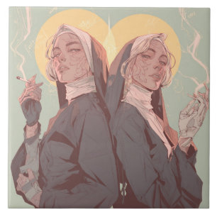 Carreau Rebelles sacrés : Dreamlike Nun esthétique avec Gr