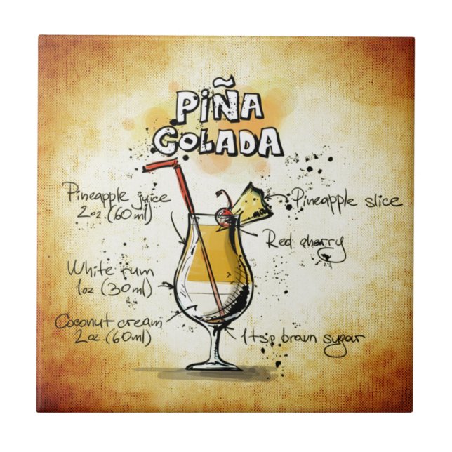 Carreau Recette de cocktail de Pina Colada (Devant)
