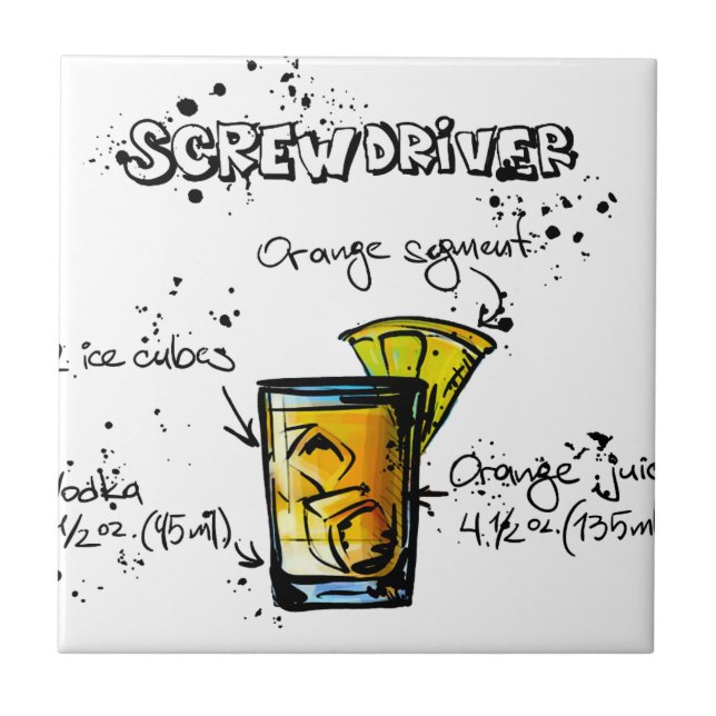 Carreau Recette de cocktail de tournevis (Devant)