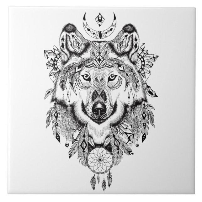 Carreau Receveur illustré de rêve de loup (Devant)