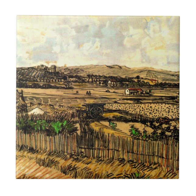 Carreau Récolte en Provence Montmajour par Vincent van Gog (Devant)