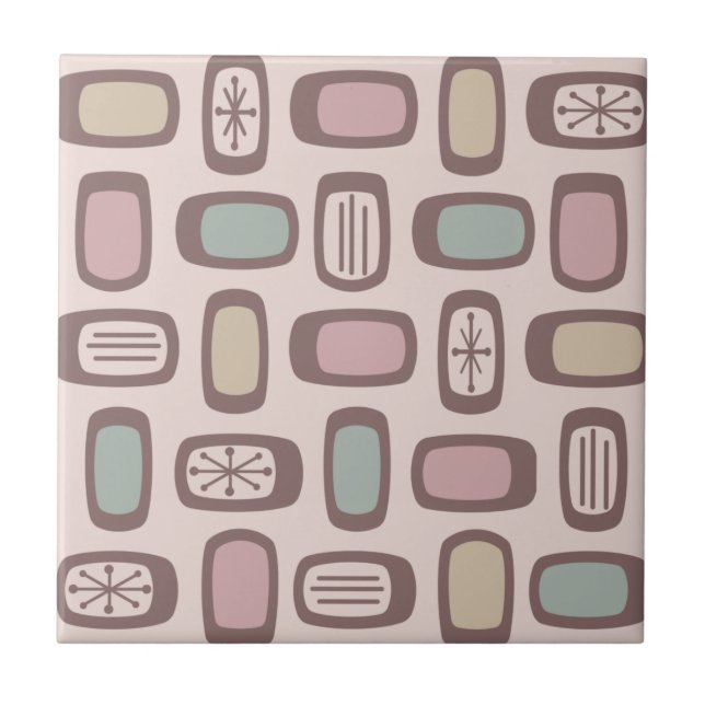 Carreau Rectangles arrondies MCM du milieu du siècle Pink  (Devant)