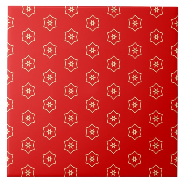 Carreau Red and Gold Ornamental Design (Devant)