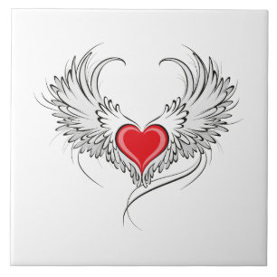 Carreau Red Angel Coeur avec ailes