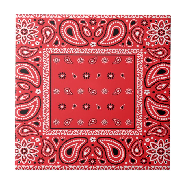 Carreau Red bandana paisley bandanas pays rap hip hop f (Devant)