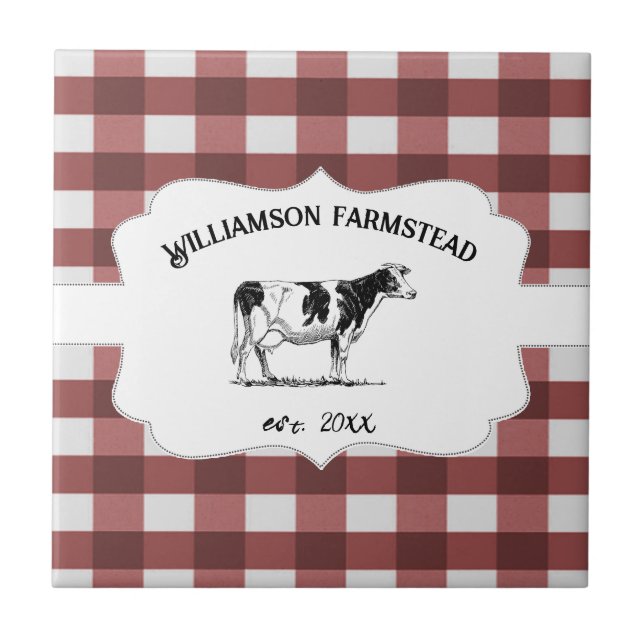 Carreau Red Buffalo Plaid Farm Cow Décor (Devant)