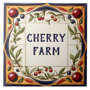 Carreau Red Cherry Art Custom House Nom Plaque Plaque Sign
