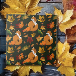 Carreau Red Fox Feuilles Acorn Green