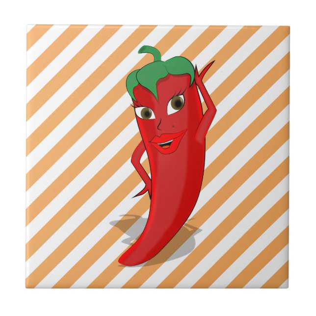 Carreau Red Hot Pepper Diva Orange Stripes (Devant)