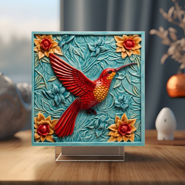 Carreau Red Hummingbird Faux 3D (Créateur téléchargé)