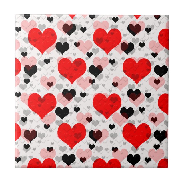 Carreau Red Love Hearts Formes Abstraites (Devant)