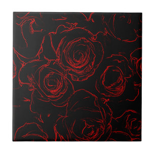 Carreau Red Roses Arrière - plan noir