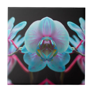 Carreau Réflection de l'orchid bleu exotic